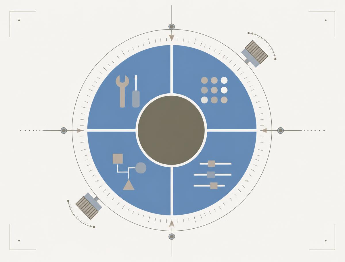 The model is the core; the harness is the instrument ring around it — tools, prompts, schemas, budgets, each with its own adjustments.